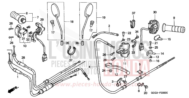 HEBELGRIFF/SCHALTER/KABEL von CB1300 Super Bold'or ABS COSTA BULE (PB274) von 1998